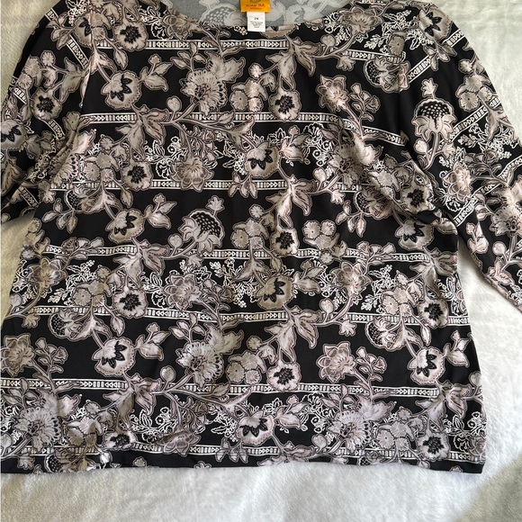 Ruby Rd Black & Cream Top 2x - Picture 3 of 4